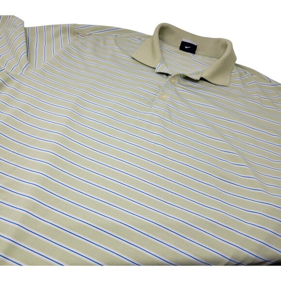 Nike Golf Polo Shirt Men's Size XL Short Sleeve Lime Green with Blue White Strip - Picture 1 of 4